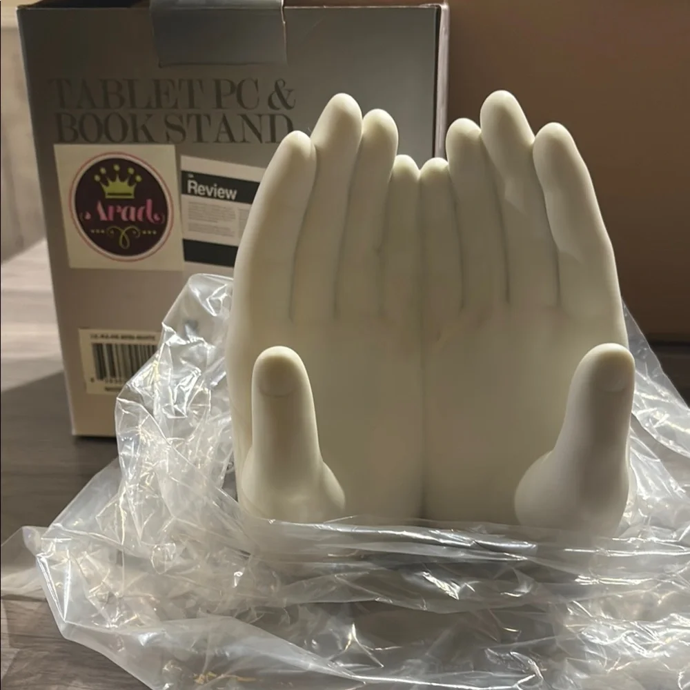 White Hand-Shaped Tablet and Book Stand